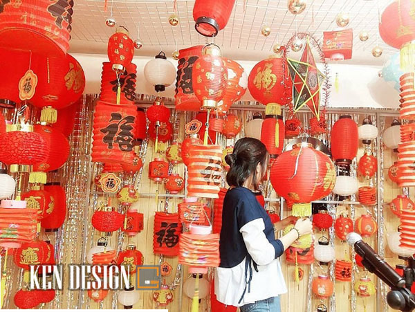 thiết kế quán cafe đèn lồng